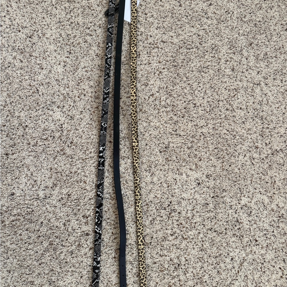 Women’s Skinny Belt Set - Black, Snake Print & Leopard Print